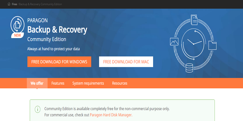 Paragon Backup & Recovery Free Software Cloning