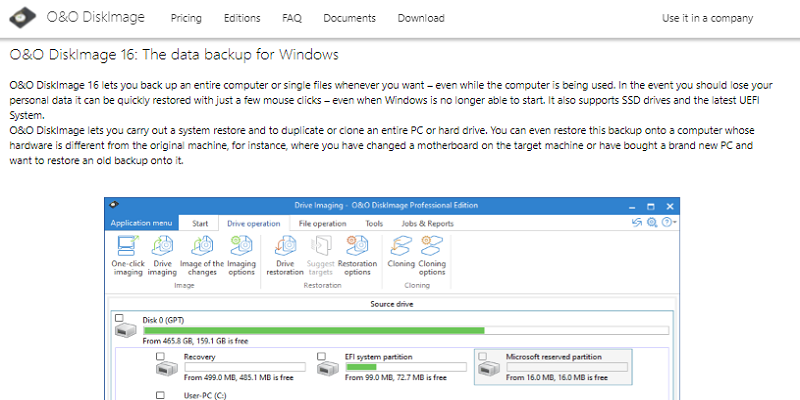 O&O DiskImage Window 10 Backup