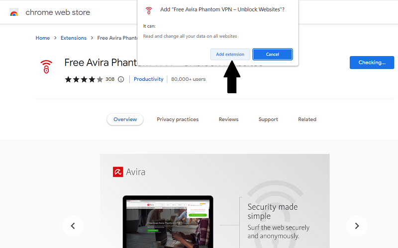 Install Avira Chrome Extension